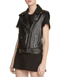 Maje Baldwin Leather Moto Vest at Bloomingdales